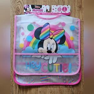 Minnie Mouse Feeding Baby Girls Bib 2 Piece Set